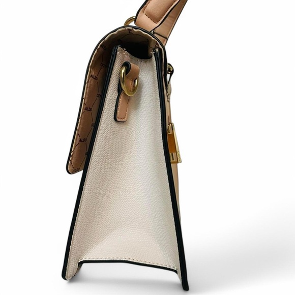 Aldo Pink and Cream Snakeskin(Faux) Crossbody With Elegant Gold Hardware - Picture 4 of 5